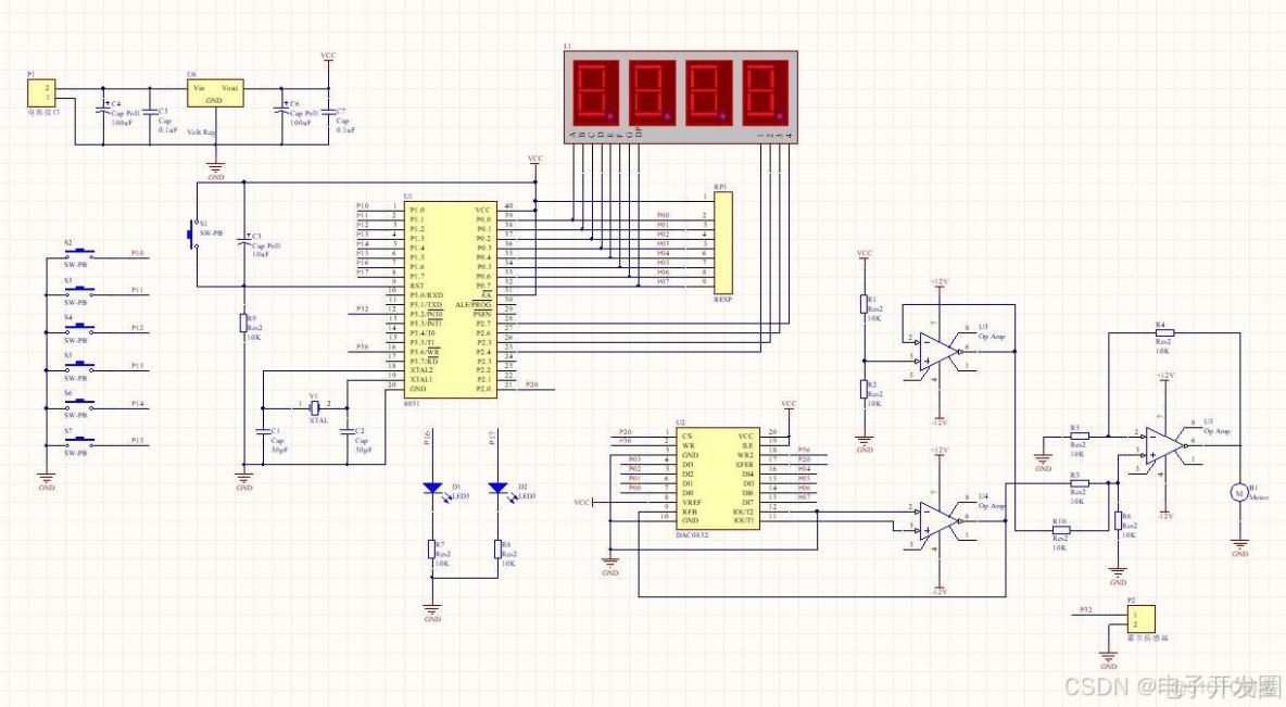 0141-基於單片機-直流電機控制-系統設計(數碼管+DA0832+LED2）_上拉