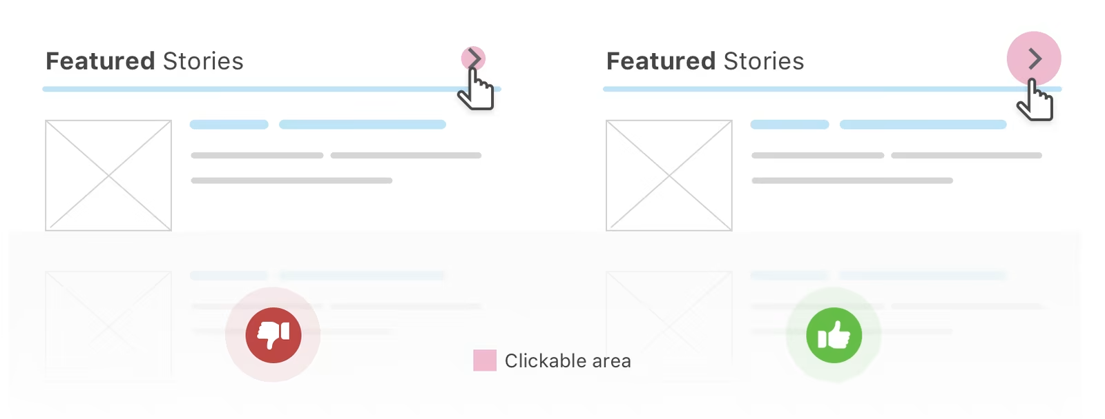 Examples of tiny and normal buttons