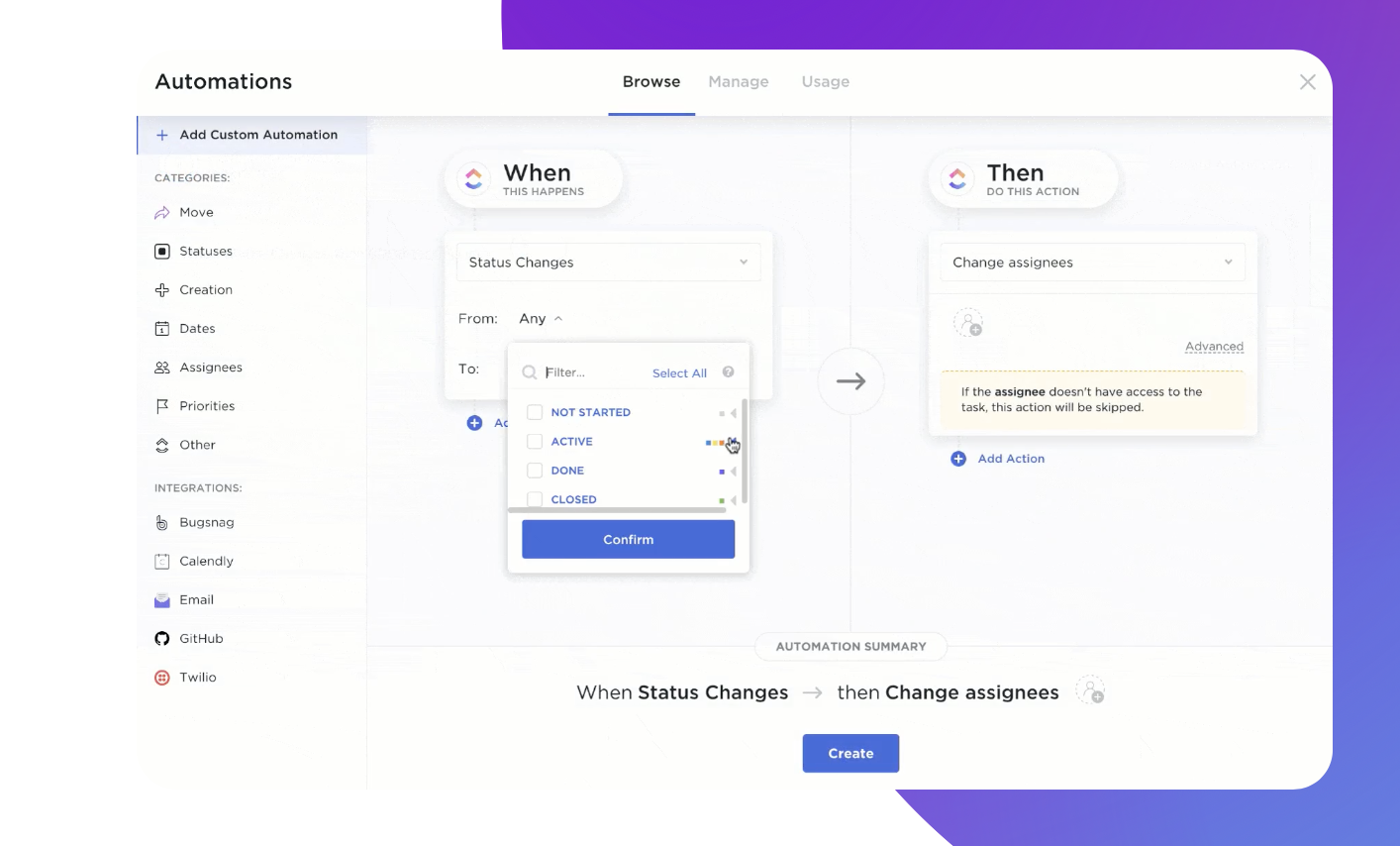 Screenshot from ClickUp