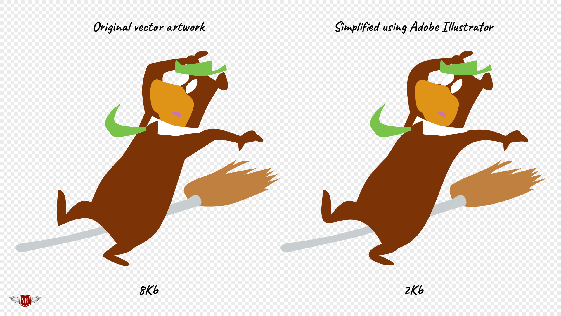 Original vector artwork and a simplified version with Adobe Illustrator