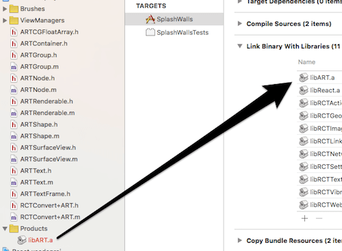 Drag libART.a to Link Binary with Libraries.