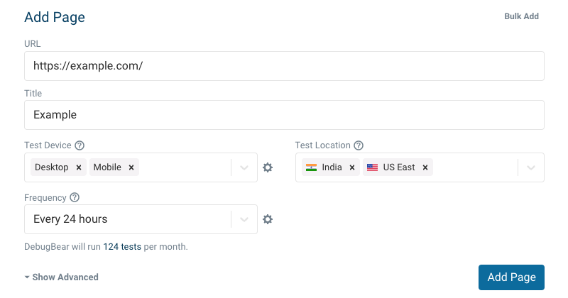 A screenshot of how to schedule lab-based testing with DebugBear