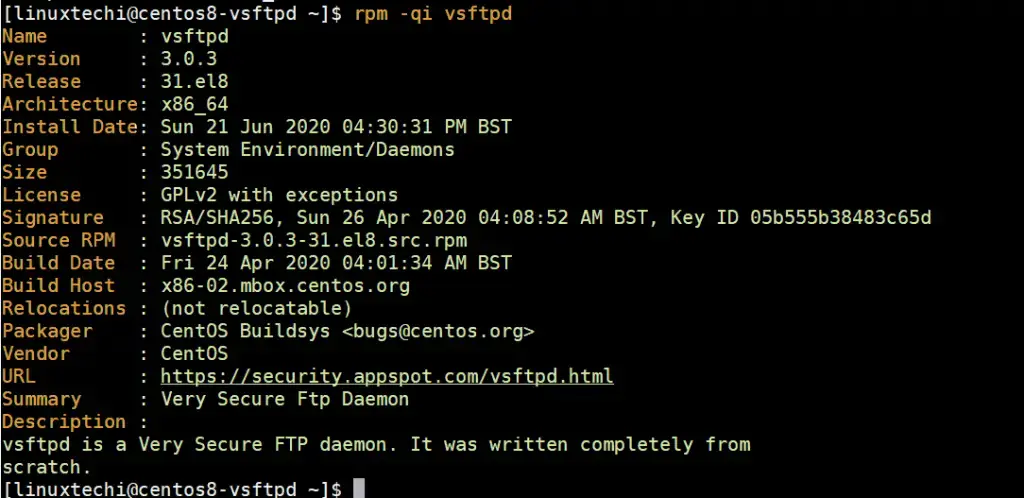 rpm-qi-vsftpd-centos8