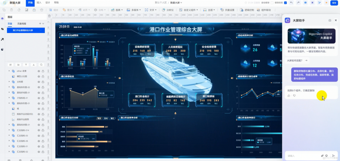  AI輔助開發大屏案例詳解：基於smardaten開發港口作業分析大屏_數據_03