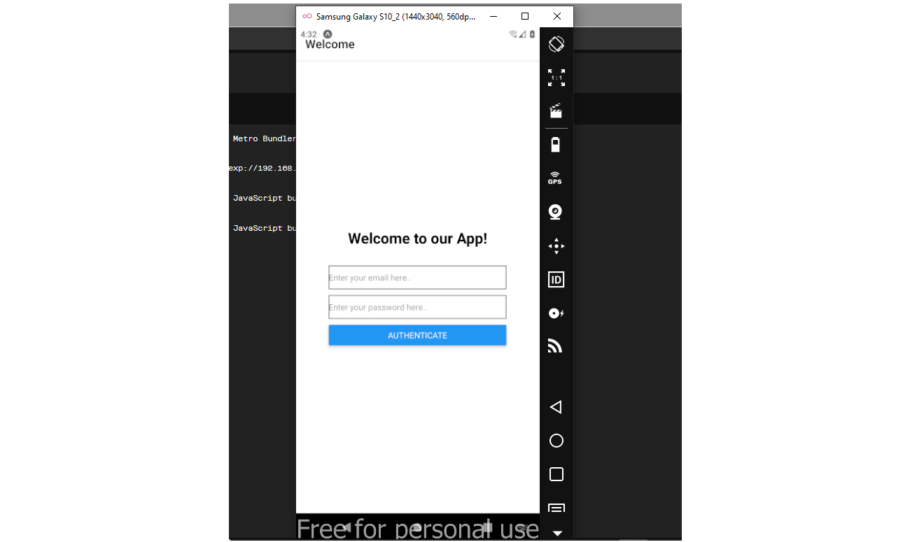the result of WelcomeScreen