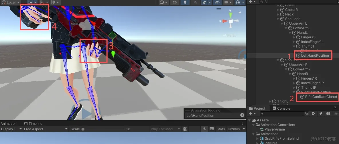 【Unity3D實例-功能-拔槍】角色拔槍（三）IK的使用-緊握武器_遊戲_08