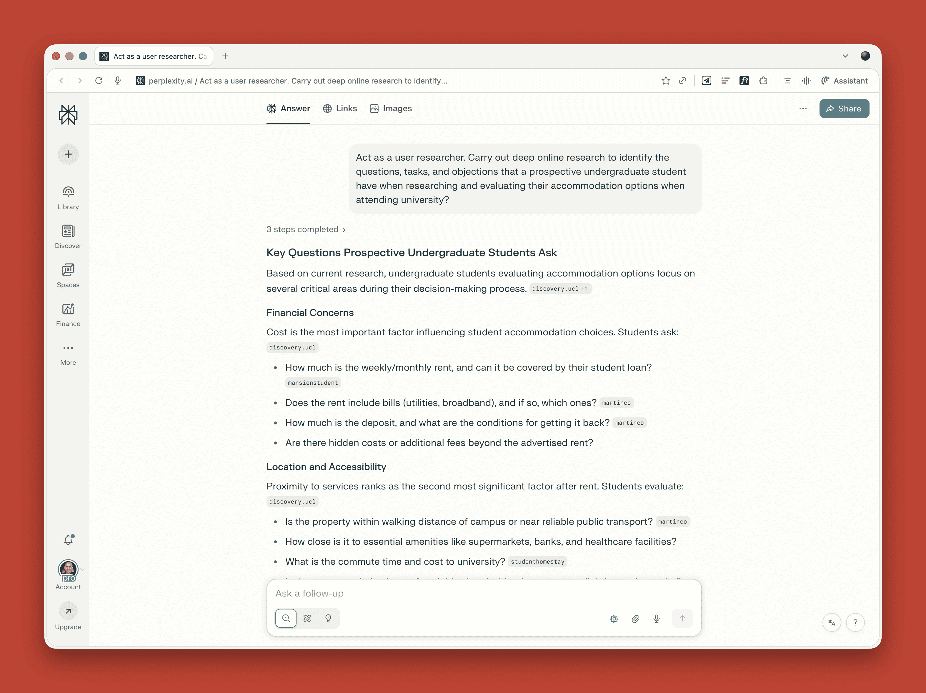 Research with perplexity