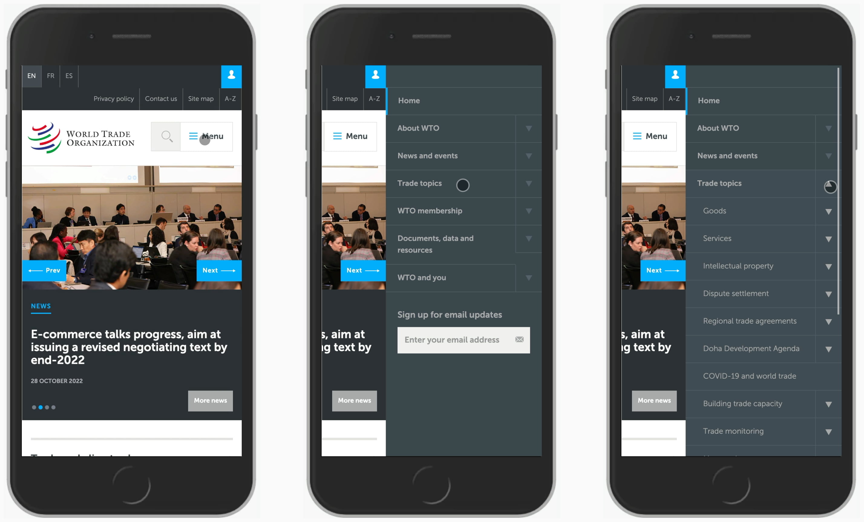 Taking a closer look at the website of the World Trade Organization