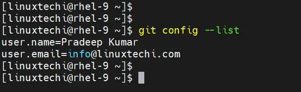 Git Config List RHEL 9