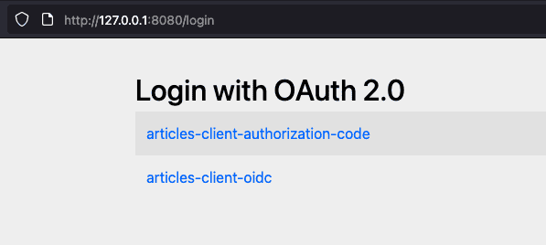 spring oauth with redis. login page image