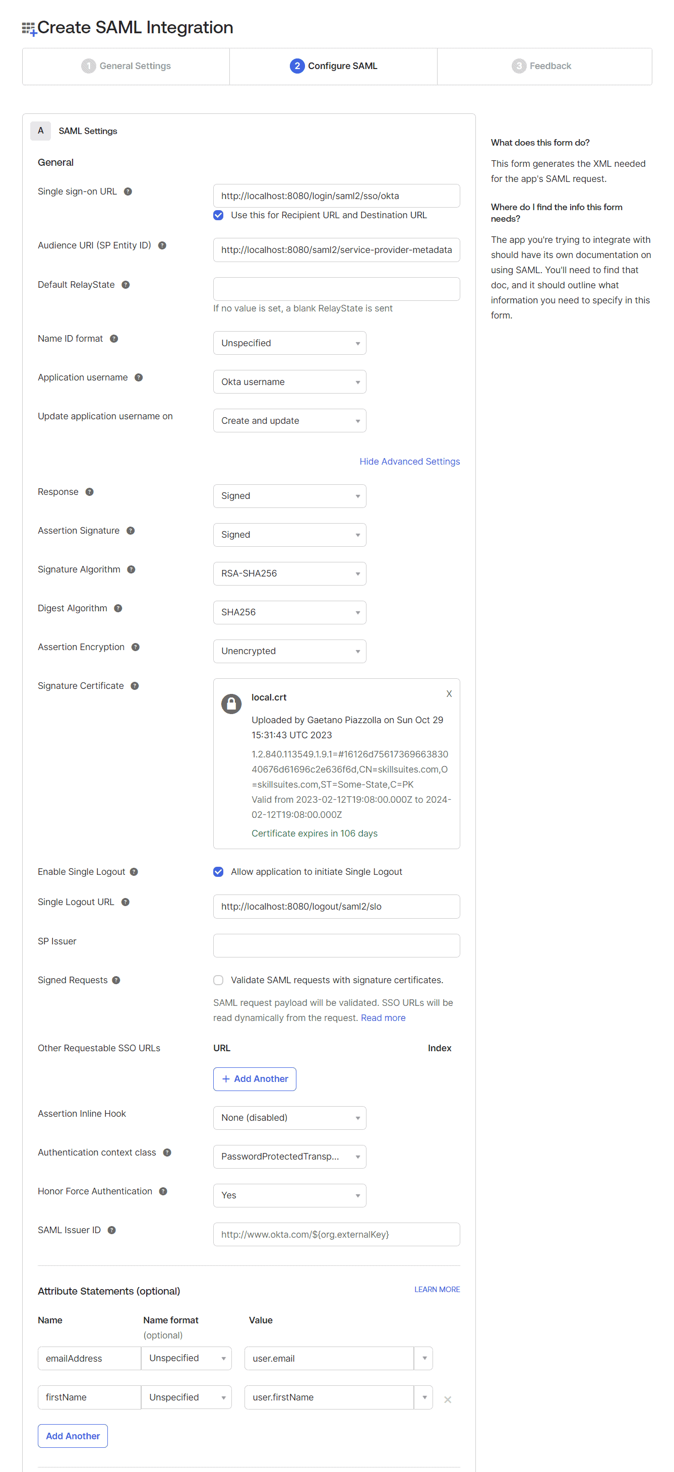 Create SAML Integration