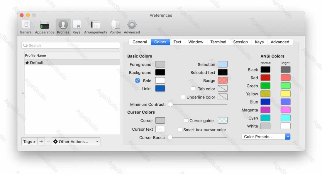iTerm2 顏色設置 —— From AigeStudio