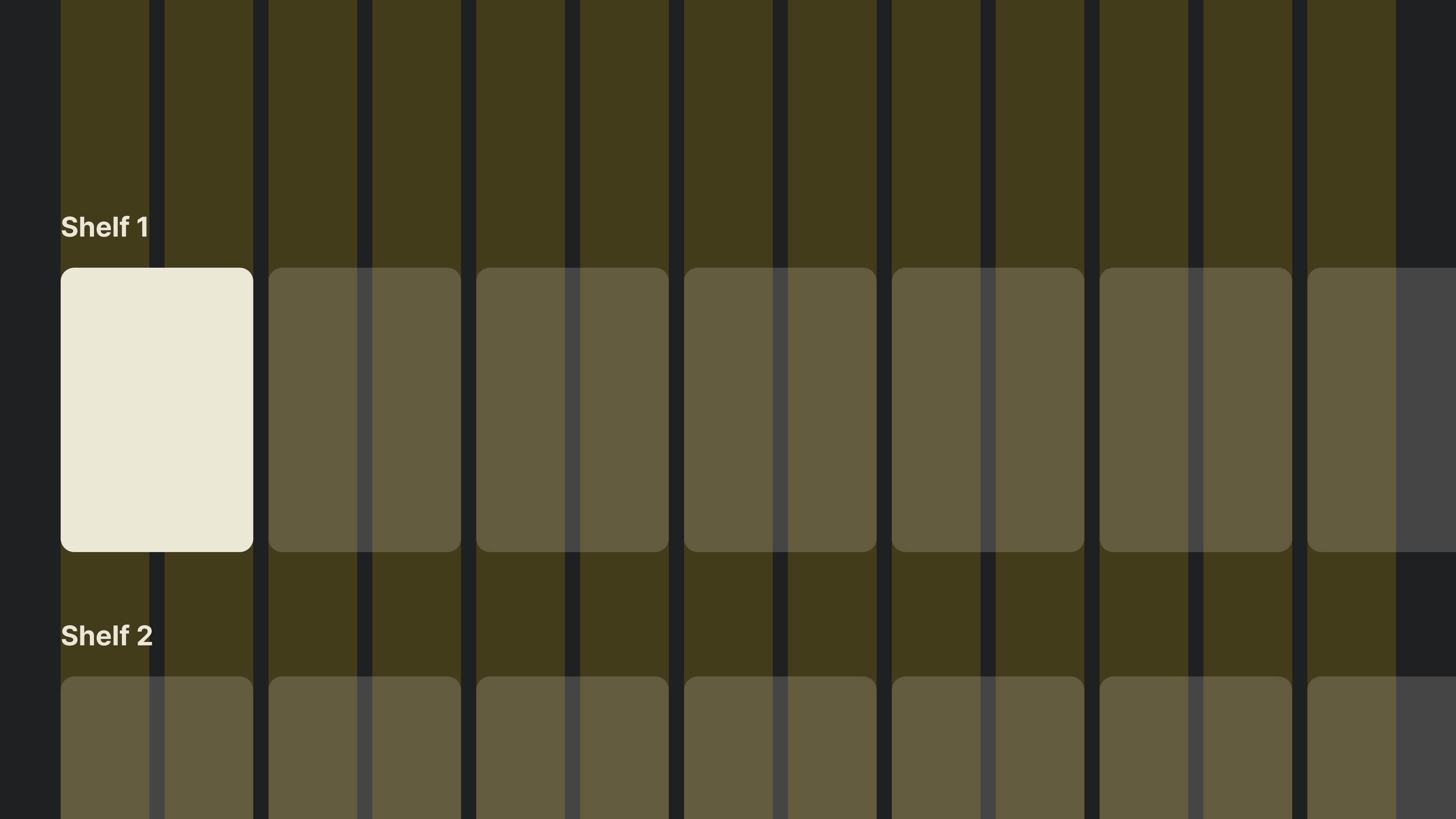 3-column TV layout grid with two horizontal content shelves and 80-pixel side margins. Each tile spans 2 columns. The 13th column allows more of the final tile in each row to be visible, though it still extends slightly beyond the screen edge.