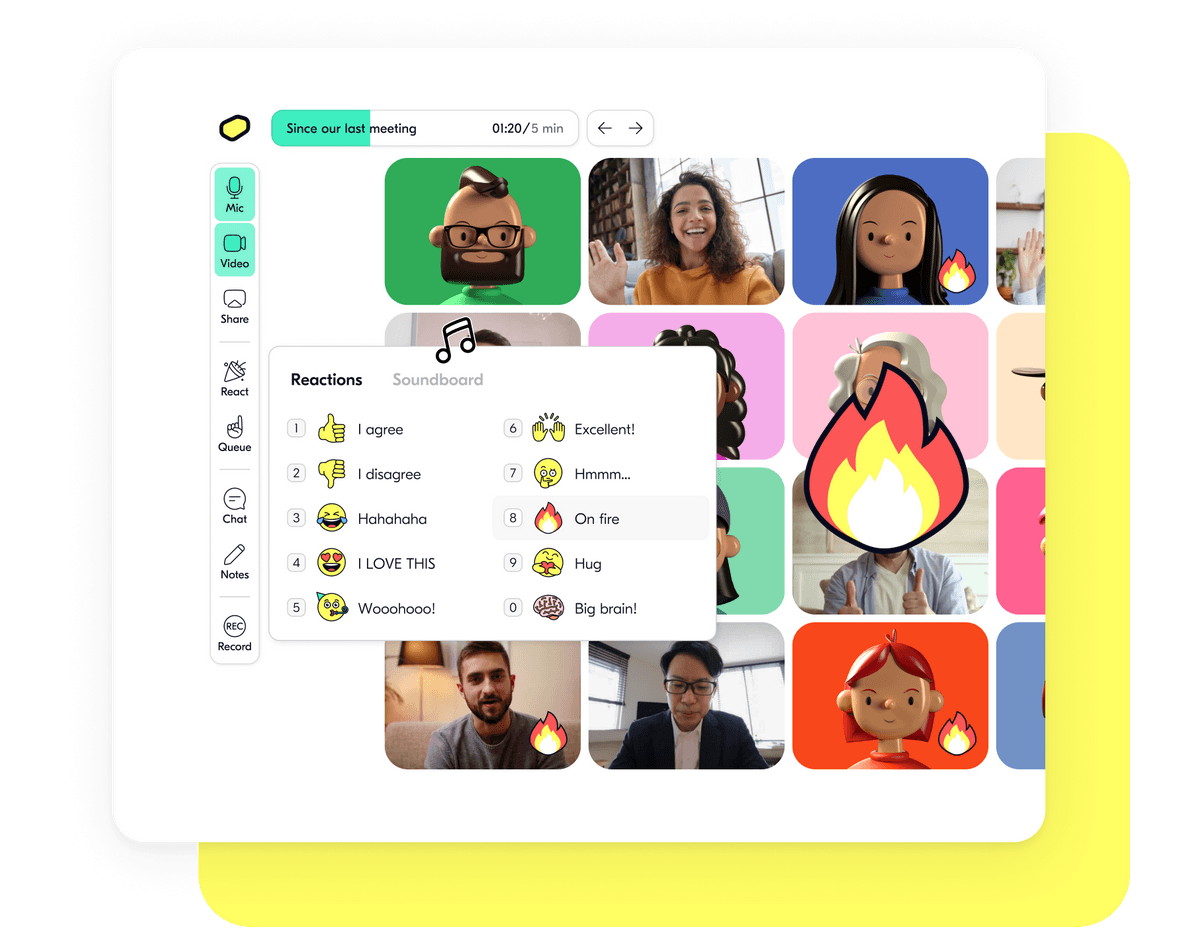 A screenshot of Butter that shows the ability to interact with other people via emoji reactions