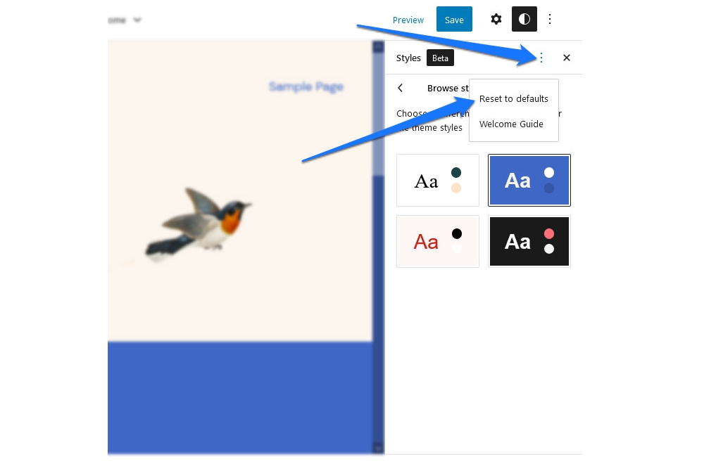 A screenshot of WordPress Full-Site Editing color themes