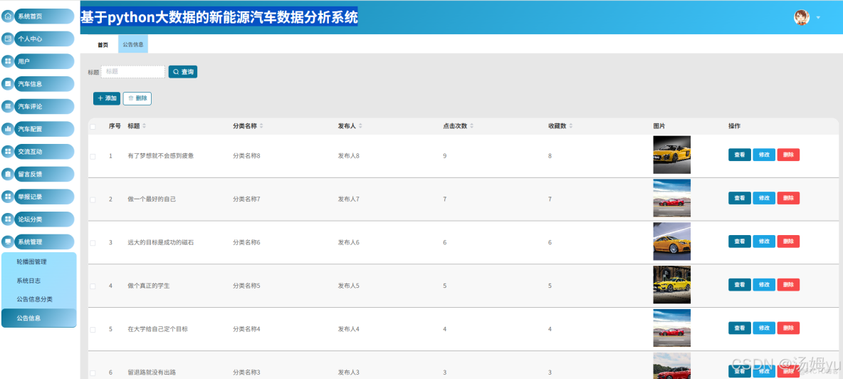 基於python大數據的新能源汽車數據分析系統_數據_05