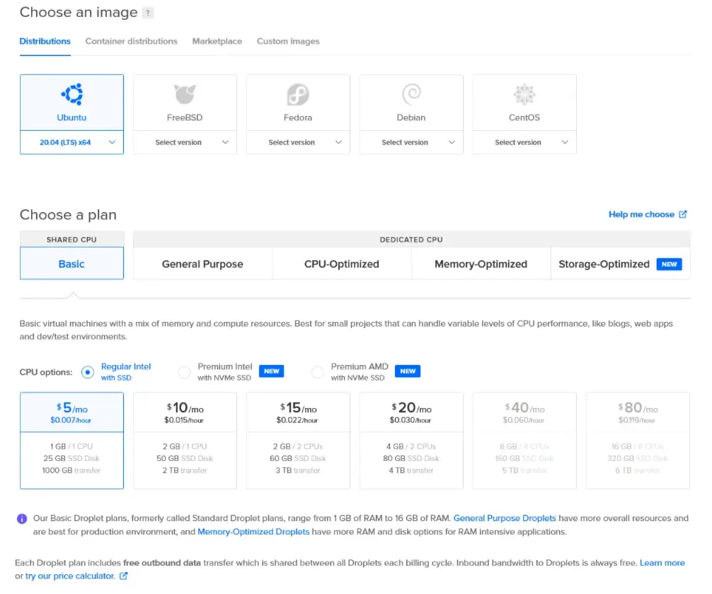選擇鏡像、計劃和CPU