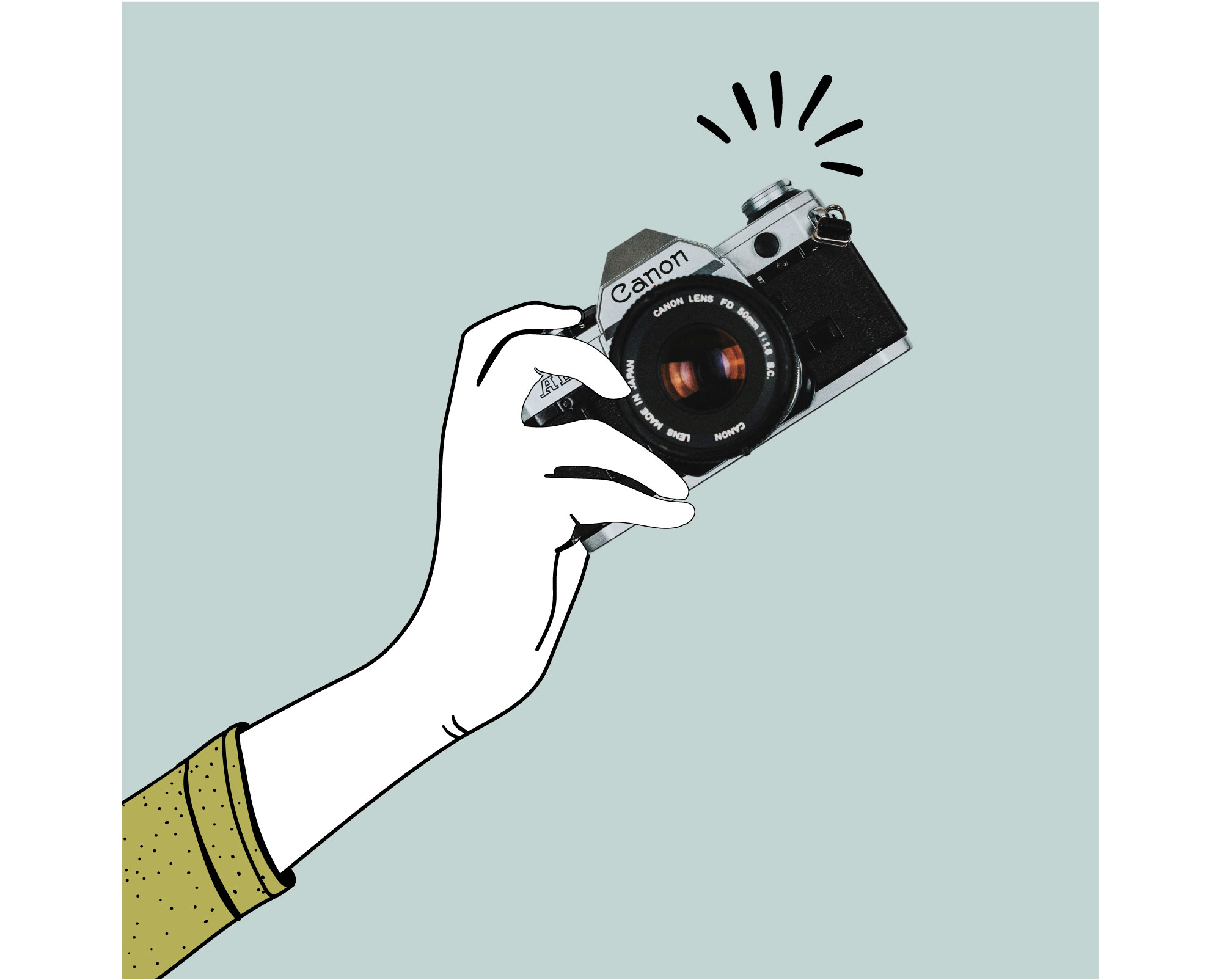 Example of an illustration represented by a drawing of real-life objects