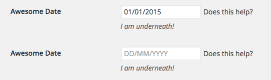 Our field filled out including placeholder