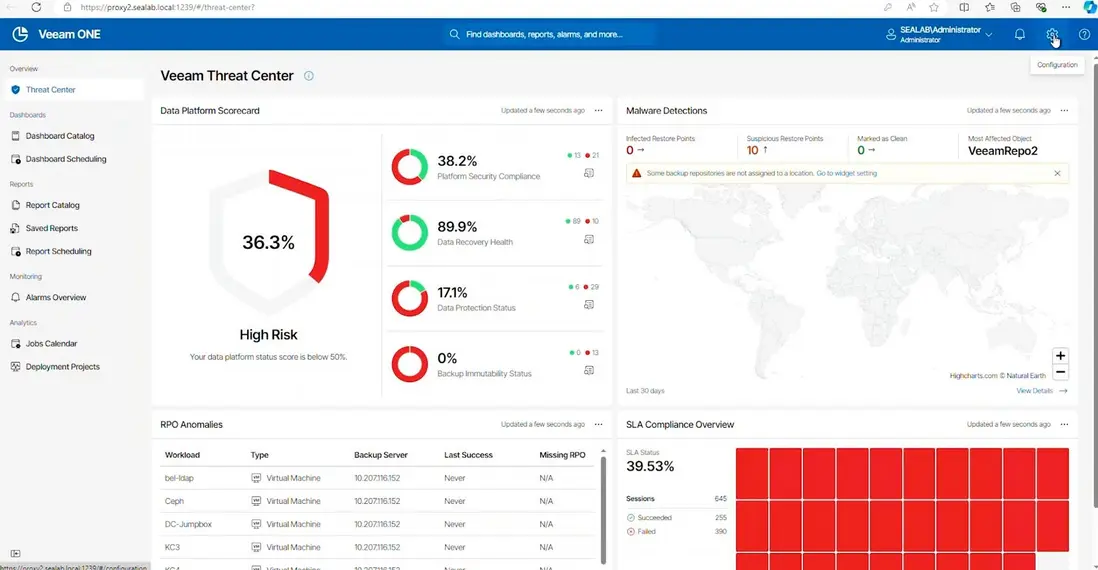 Veeam One V13 after login