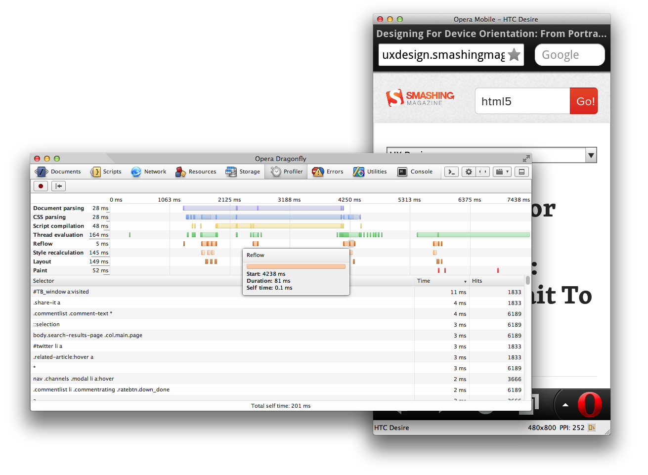 Connecting Opera Mobile to Opera Dragonfly