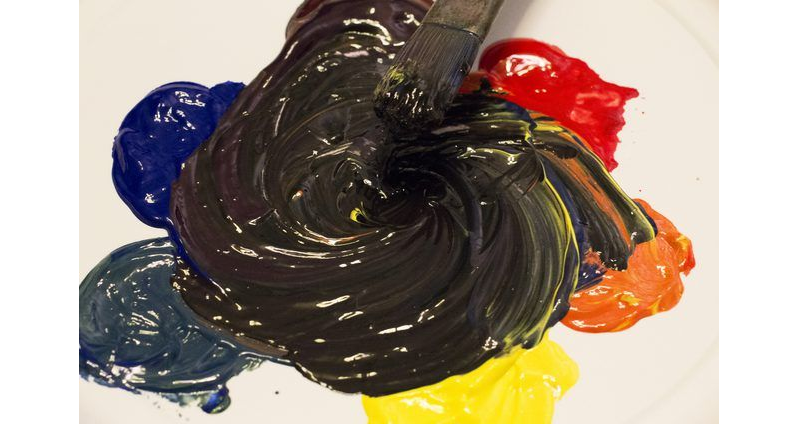 Colors mixed together into gray lopp