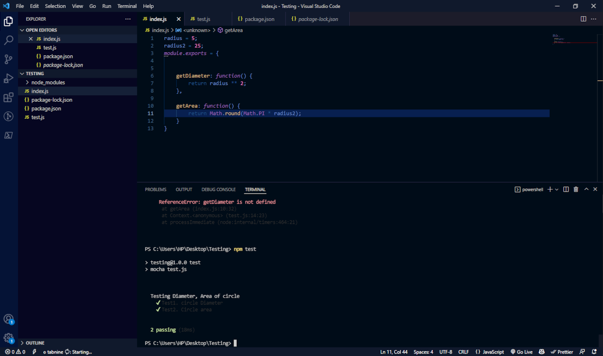 index.js file after refactoring
