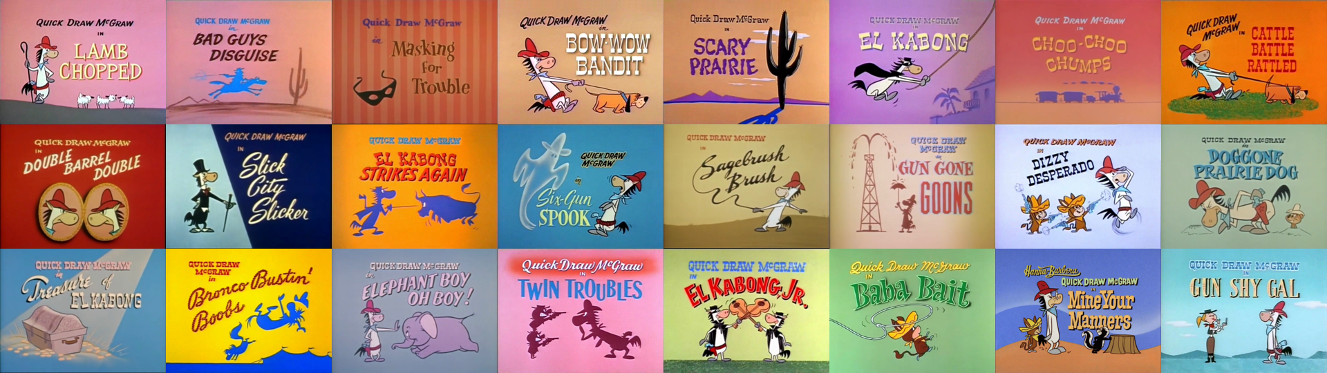 Title cards for Hanna-Barbera’s Quick Draw McGraw.