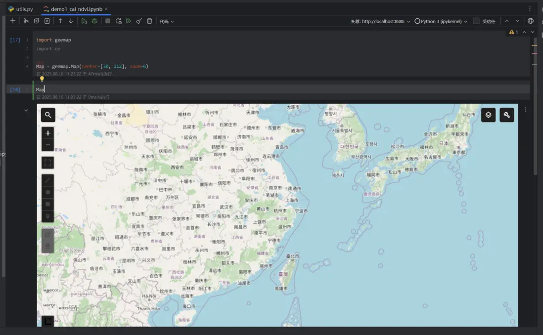 成功顯示geemap地圖