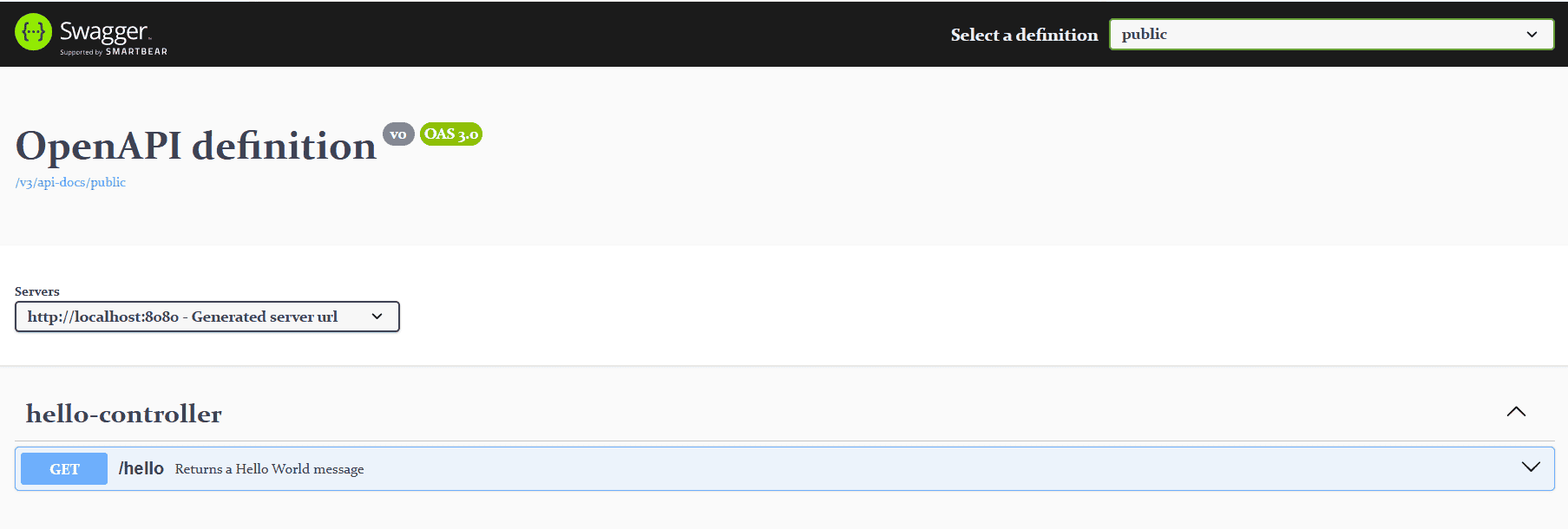 Swagger UI 主頁截圖