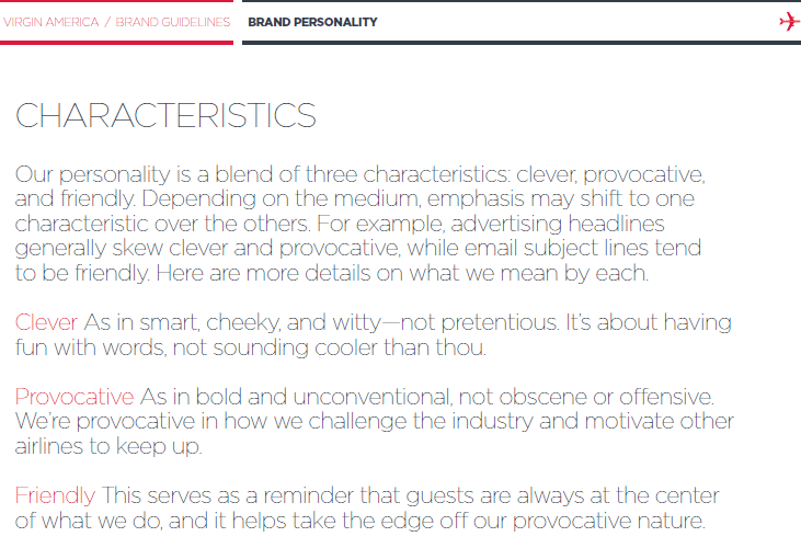 Virgin America brand personality