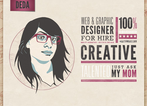 Deda’s website builds a persona through use of textured personality