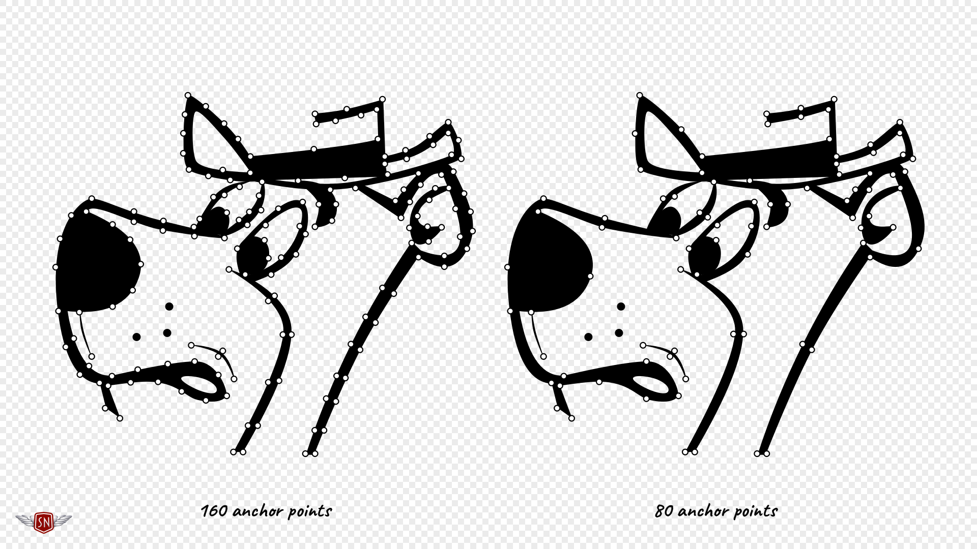 Two outlines with different anchor points