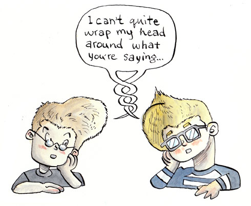 Left brain, right brain cartoon - Website collaboration article