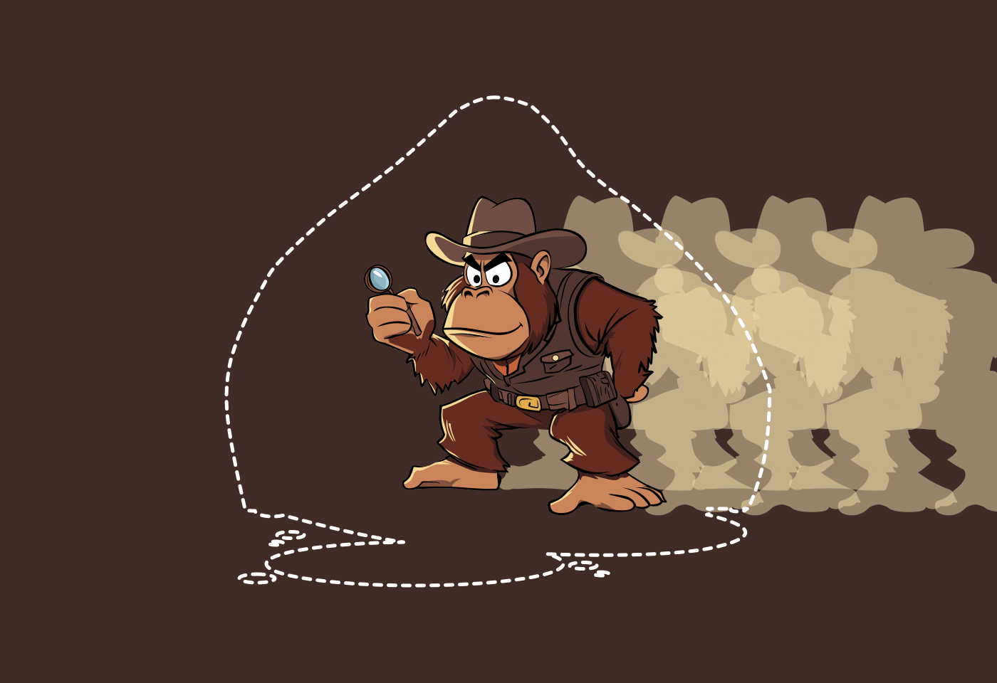 Character standing at the edge of the illustartion made with masking using a clipping path