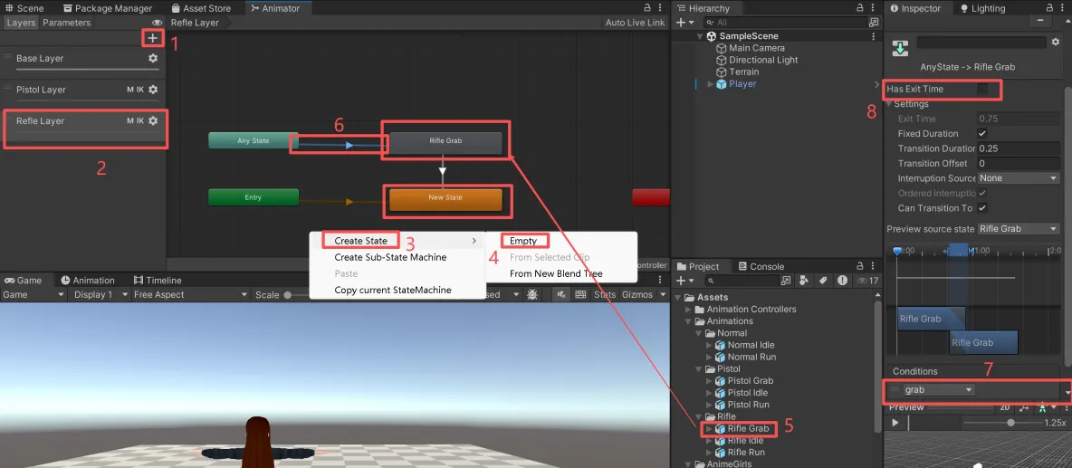 【Unity3D實例-功能-切換武器】切換武器（一）動畫配置_遊戲編程_12