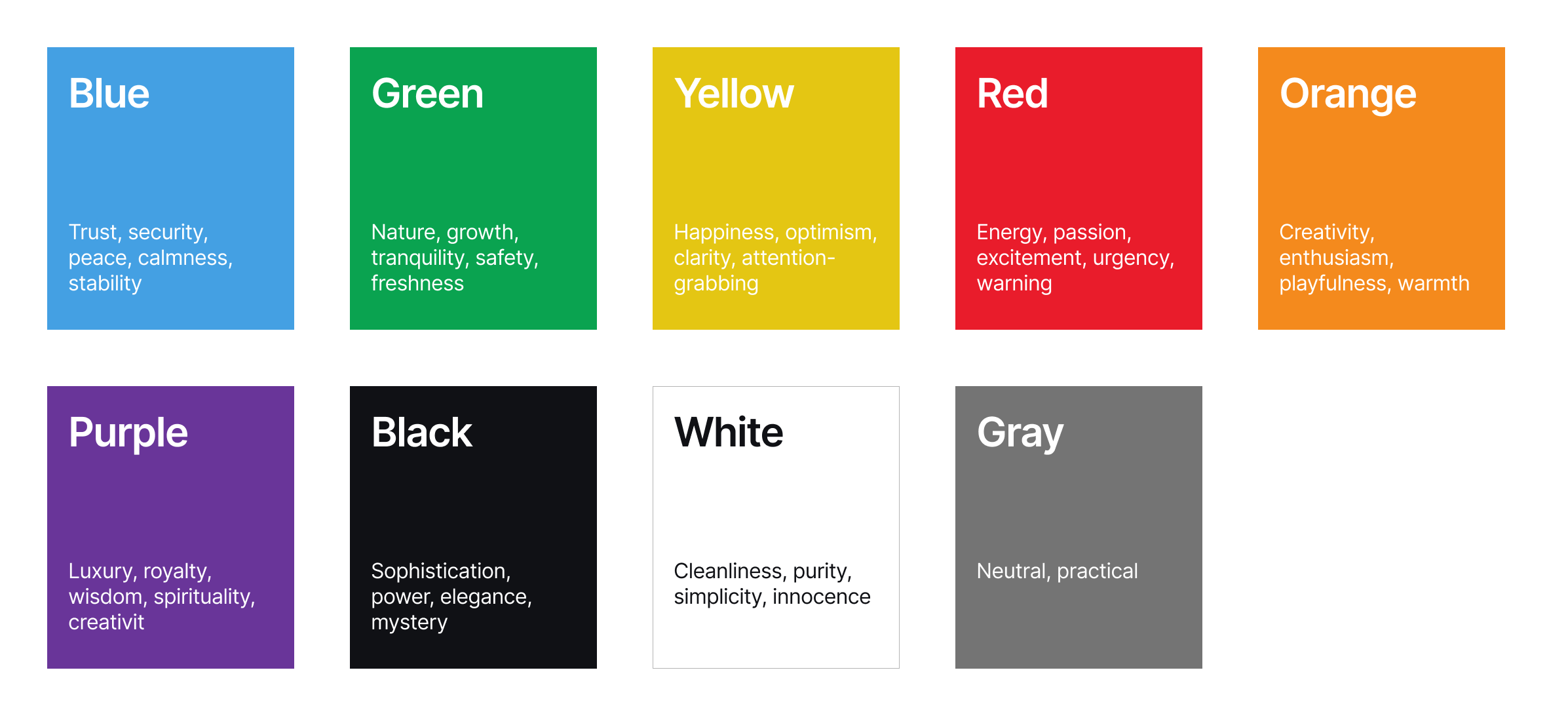 Guide to some common color associations