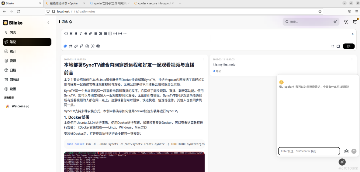 完整教程：告別筆記侷限！Blinko+cpolar讓AI筆記隨時隨地可用_二級_08